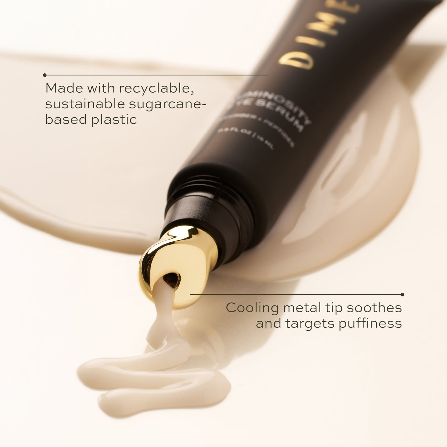 Made with recyclable, sustainable plastic, Cooling metal tip soothes and targets puffiness