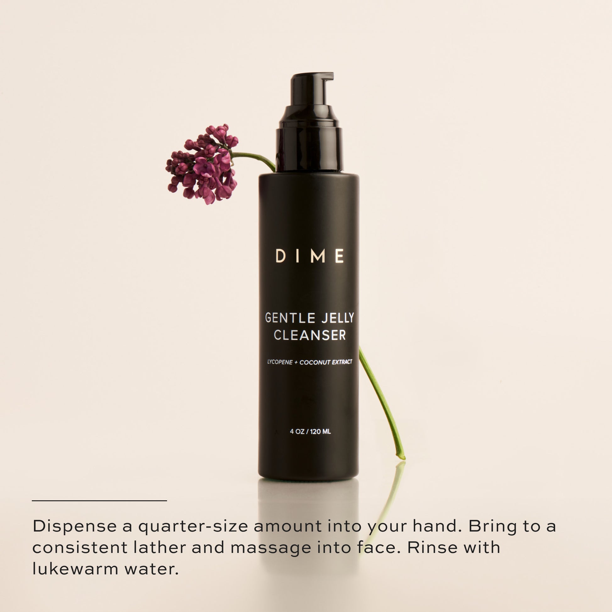 Dispense a quarter-size amount, massage into face, rinse with lukewarm water