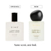 Two cream-colored perfume bottles side by side labeled "Original" and "New," with black caps, showing updated packaging desig