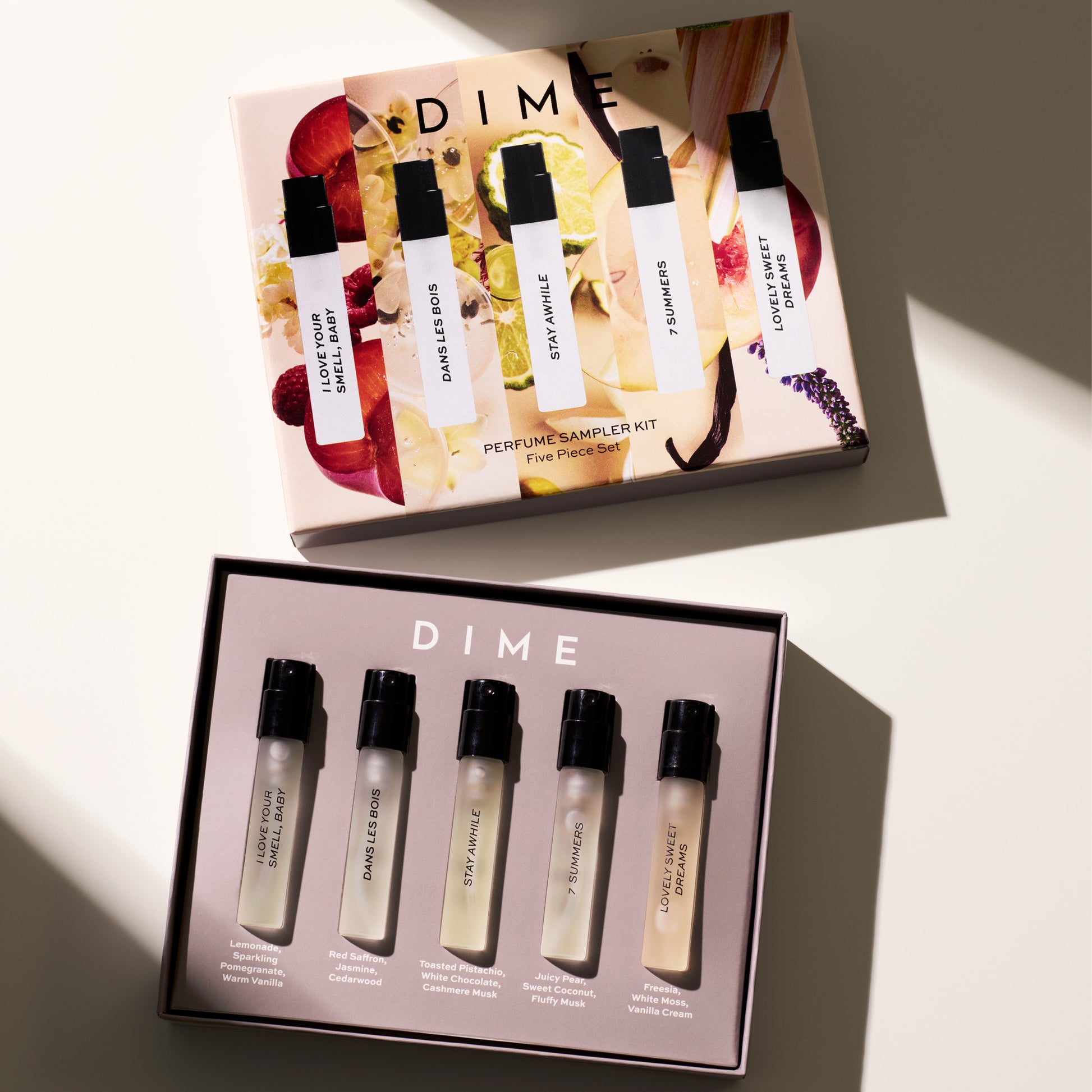Perfumer Notes Kit DIME perfume sampler kit with five spray bottles in white packaging ...