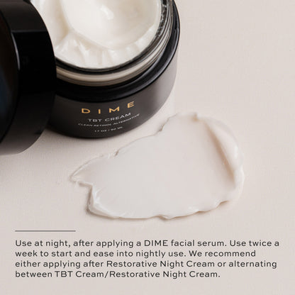 Use at night after applying DIME facial serums. 
